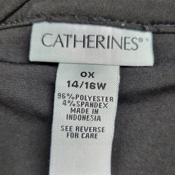 Catherine's Womens Dress Size 0X Black Tan Paisley Print Beaded 3/4 Sleeve NEW - Picture 5 of 12